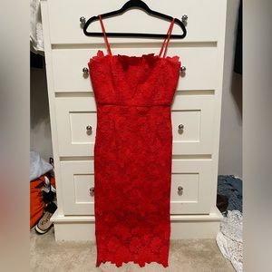 Bardot lace midi dress